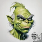 Tattoo sketch the grinch with a skin – tattoo sketch (№1758663655_0, 23.09.2025 21:40) — tattoovalue.net