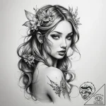 Tattoo sketch nymph tattoo – tattoo sketch (№1758664044_0, 23.09.2025 21:47) — tattoovalue.net