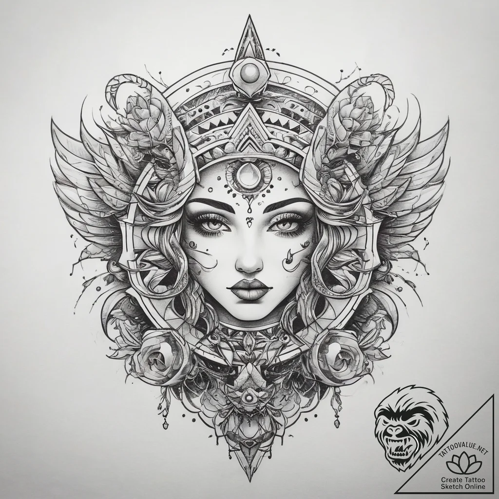 Tattoo sketch cosmic identity, tattoo drawing... - tattoo sketch (№1758664237_0, 23.09.2025 21:50) — tattoovalue.net