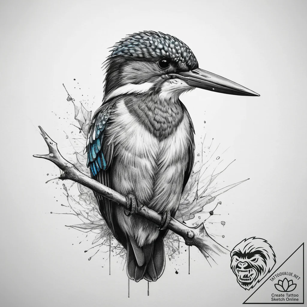 Tattoo sketch kingfisher, tattoo line art, de... - tattoo sketch (№1758665014_0, 23.09.2025 22:03) — tattoovalue.net