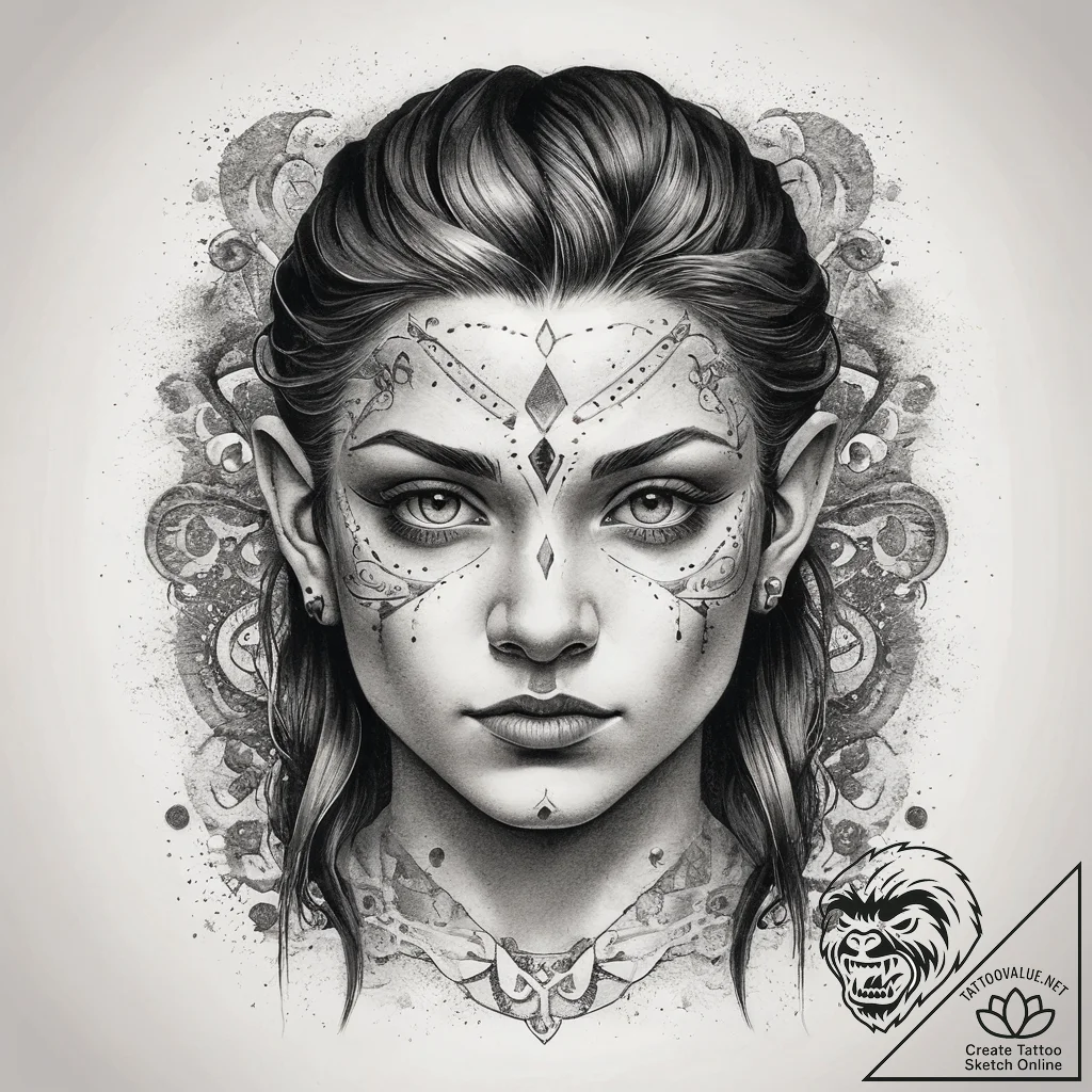 Tattoo sketch halfling, tattoo drawing outlin... - tattoo sketch (№1758665597_0, 23.09.2025 22:13) — tattoovalue.net