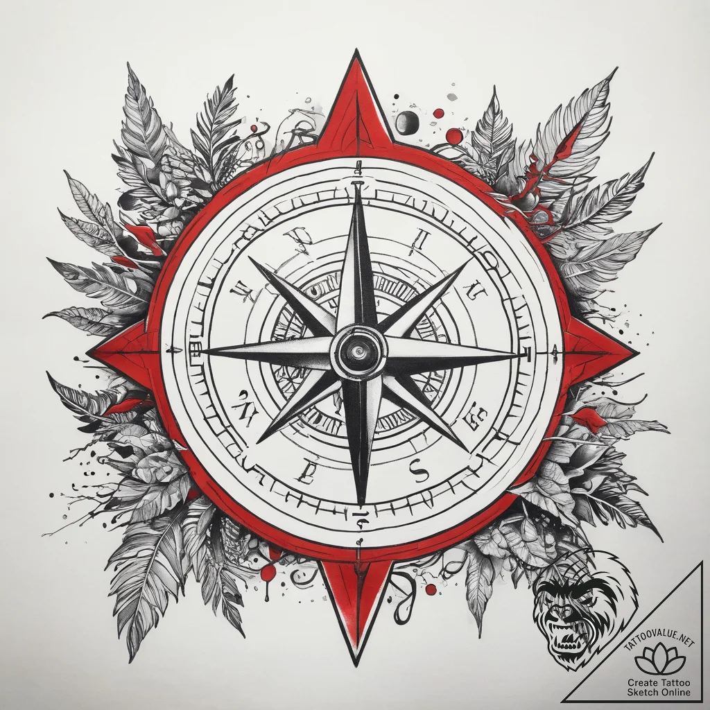 Tattoo sketch forest exploration with a compa... - tattoo sketch (№1758666569_0, 23.09.2025 22:29) — tattoovalue.net