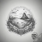 Tattoo sketch ocean, tattoo line art, on a cl… – tattoo sketch (№1758667741_0, 23.09.2025 22:49) — tattoovalue.net