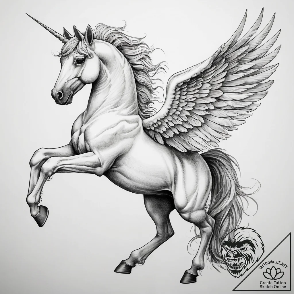 Tattoo sketch pegasus - tattoo sketch (№1758668326_0, 23.09.2025 22:58) — tattoovalue.net