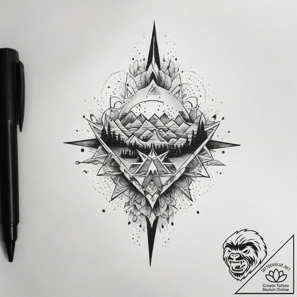 Tattoo sketch sky, artistic tattoo sketch, mi... - tattoo sketch (№1758670080_0, 23.09.2025 23:28) — tattoovalue.net