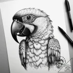 Tattoo sketch puns a macaw that says “i’m a m… – tattoo sketch (№1758670277_0, 23.09.2025 23:31) — tattoovalue.net