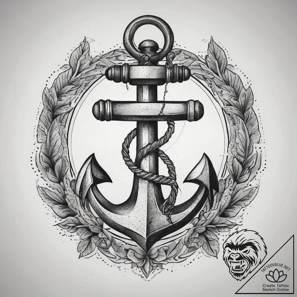 Tattoo sketch anchor, ink illustration for ta... - tattoo sketch (№1758670667_0, 23.09.2025 23:37) — tattoovalue.net