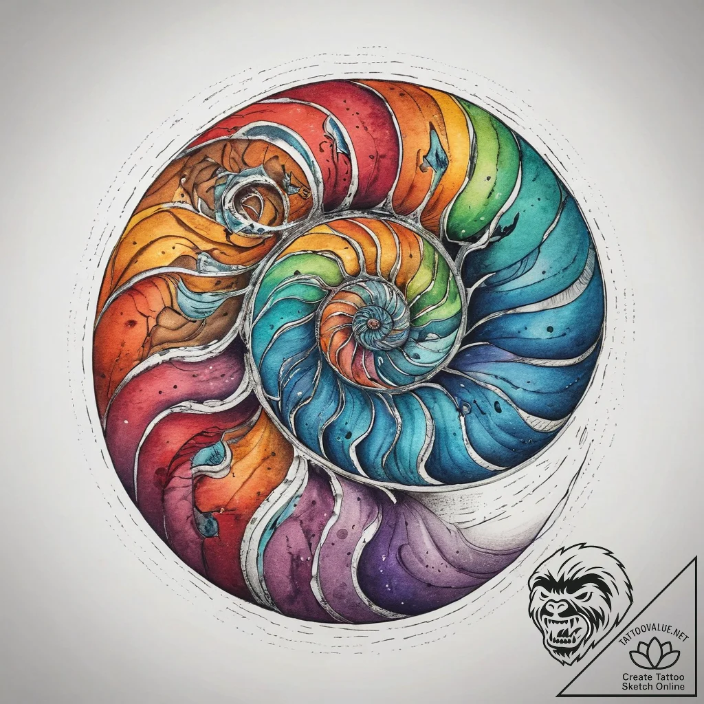 Tattoo sketch ammonite, artistic tattoo sketc... - tattoo sketch (№1758671835_0, 23.09.2025 23:57) — tattoovalue.net