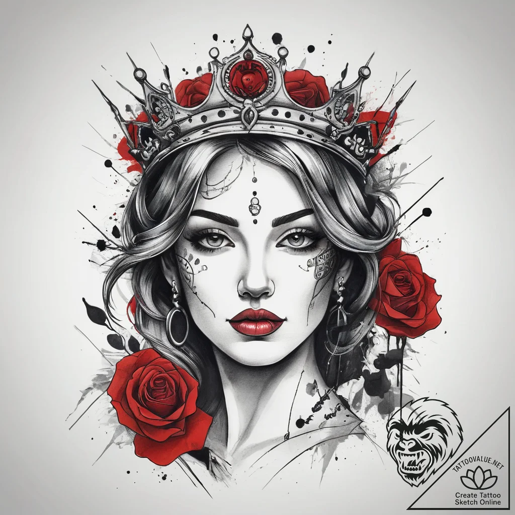 Tattoo sketch queen tattoo, tattoo sketch des... - tattoo sketch (№1758673976_0, 24.09.2025 00:32) — tattoovalue.net
