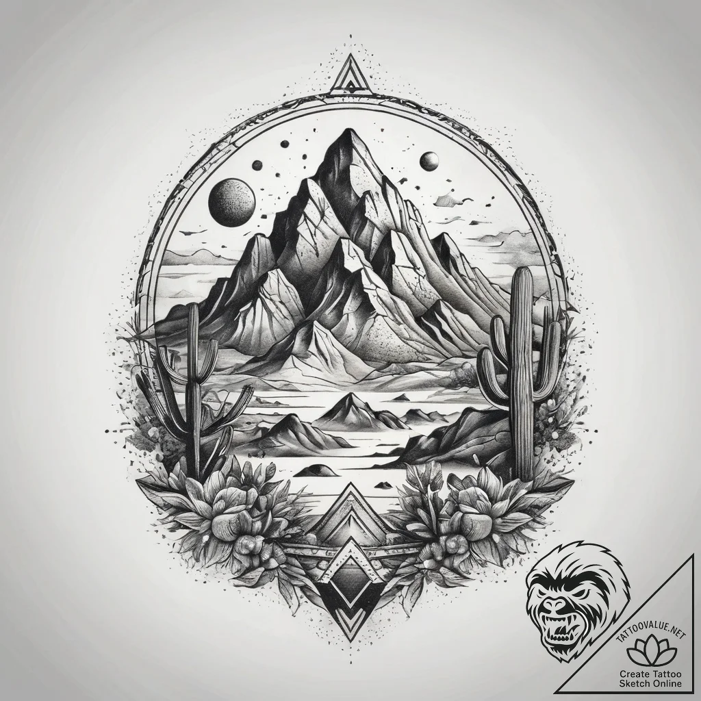 Tattoo sketch desert, tattoo sketch design, o... - tattoo sketch (№1758675733_0, 24.09.2025 01:02) — tattoovalue.net