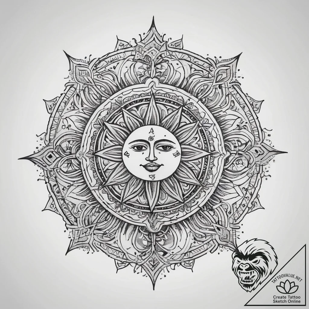 Tattoo sketch slavic sun symbol, tattoo flash... - tattoo sketch (№1758676515_0, 24.09.2025 01:15) — tattoovalue.net