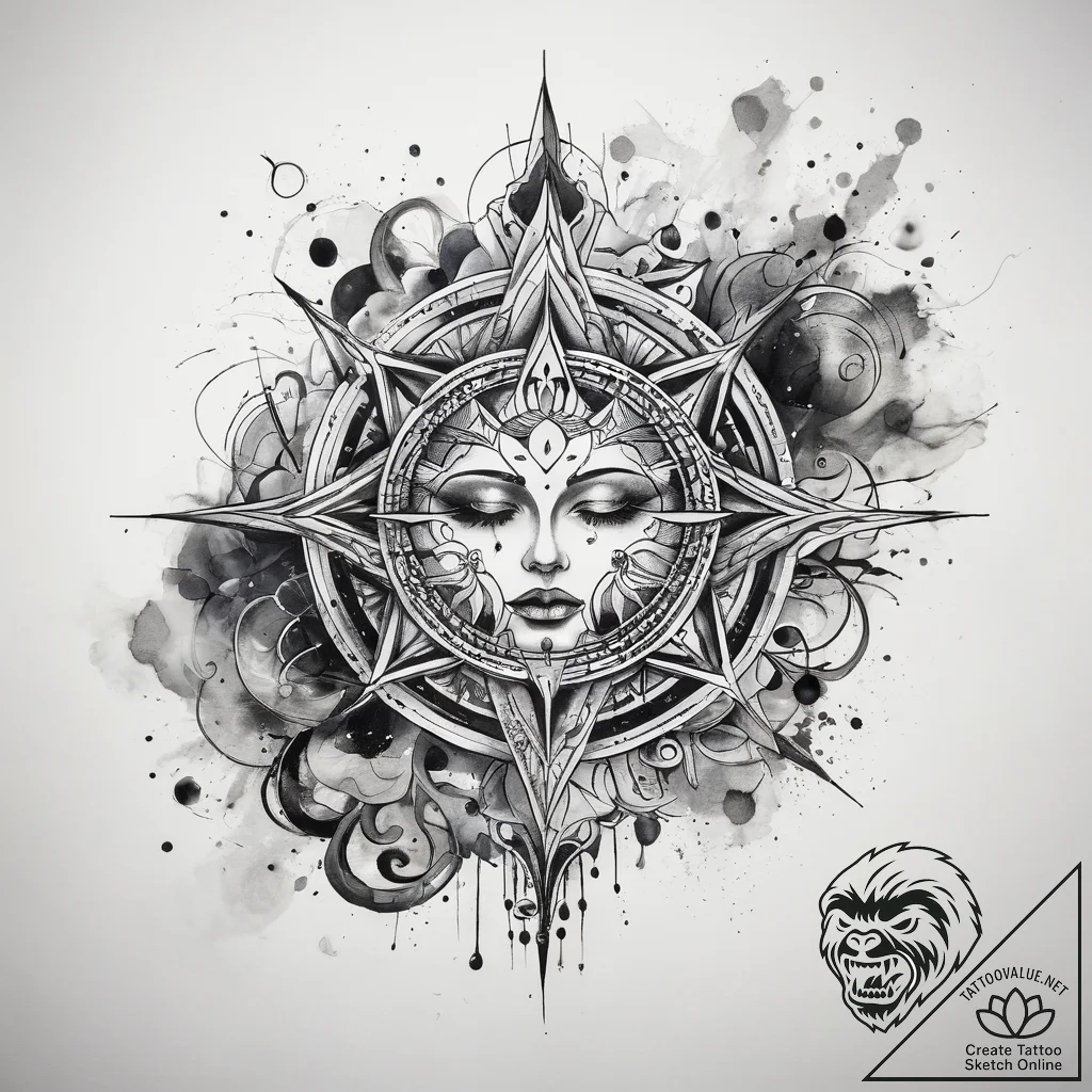 Tattoo sketch cosmic land, concept art for ta... - tattoo sketch (№1758676710_0, 24.09.2025 01:18) — tattoovalue.net