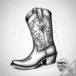 Tattoo sketch cowboy boot with a star – tattoo sketch (№1758678082_0, 24.09.2025 01:41) — tattoovalue.net