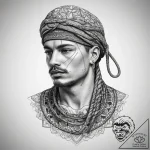 Tattoo sketch soldier with a rope, concept ar… – tattoo sketch (№1758678675_0, 24.09.2025 01:51) — tattoovalue.net