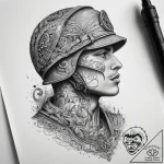 Tattoo sketch soldier with a paper, tattoo li… – tattoo sketch (№1758679067_0, 24.09.2025 01:57) — tattoovalue.net