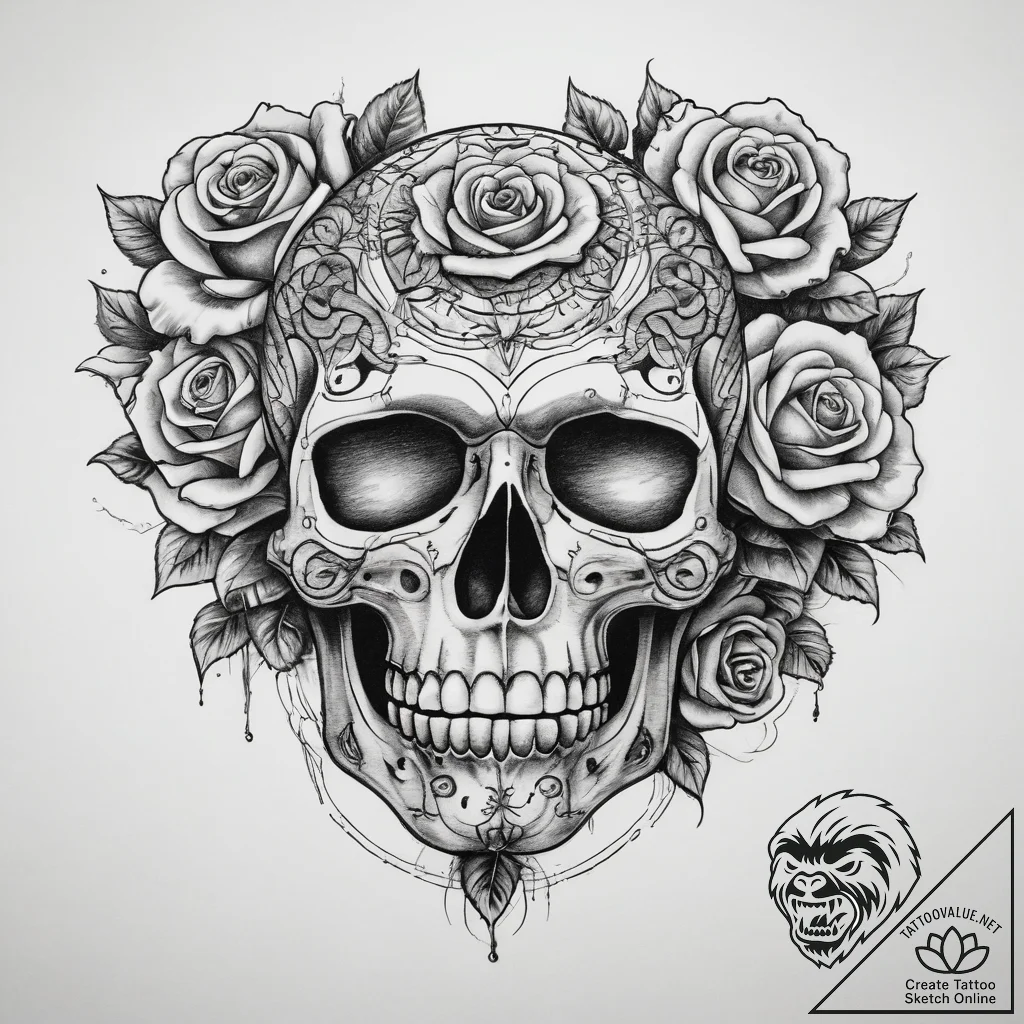 Tattoo sketch brain, ink illustration for tat... - tattoo sketch (№1758679850_0, 24.09.2025 02:10) — tattoovalue.net