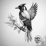 Tattoo sketch magpie – tattoo sketch (№1758680439_0, 24.09.2025 02:20) — tattoovalue.net