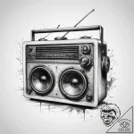 Tattoo sketch old radio with a speaker, tatto… – tattoo sketch (№1758681421_0, 24.09.2025 02:37) — tattoovalue.net