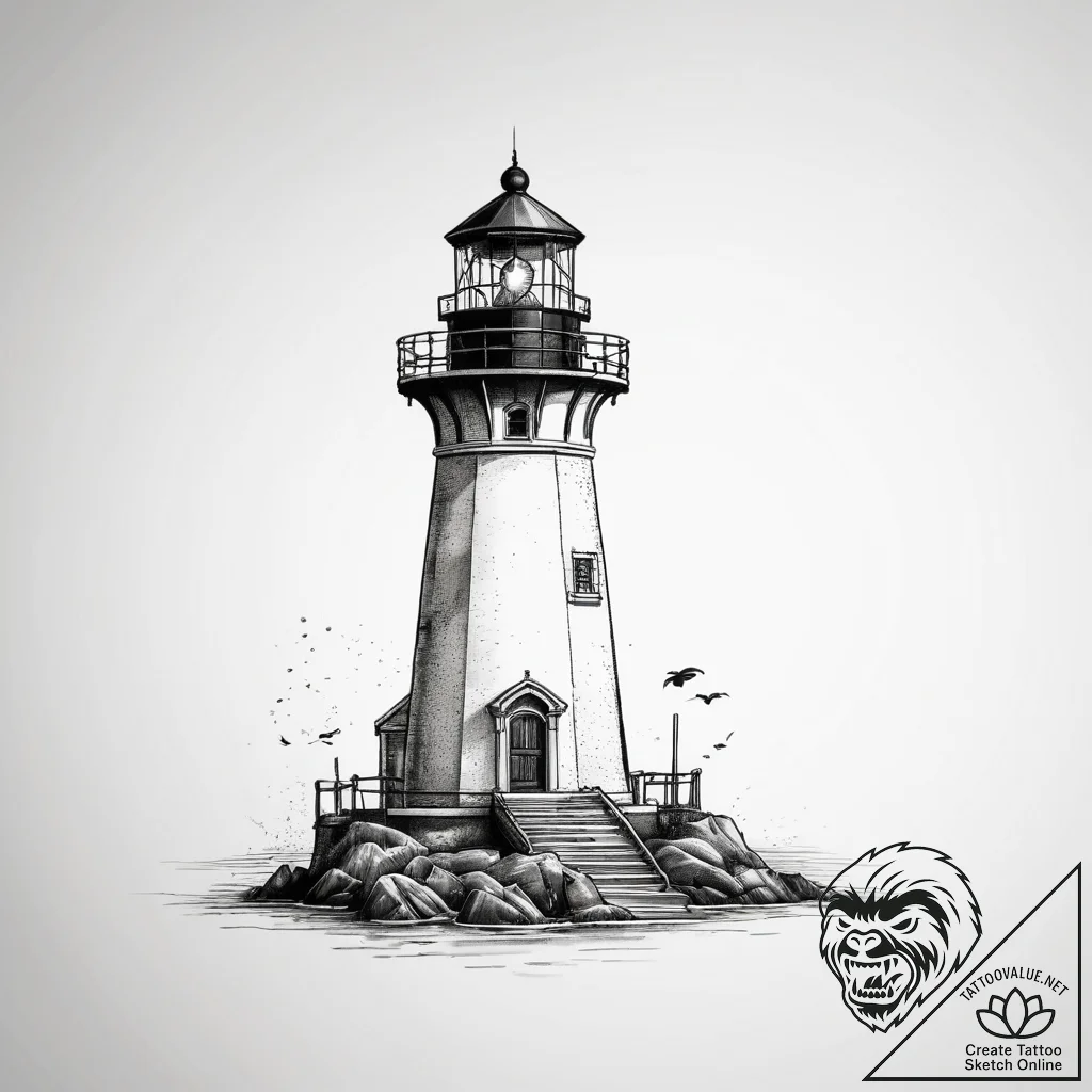 Tattoo sketch lighthouse, artistic tattoo ske... - tattoo sketch (№1758681616_0, 24.09.2025 02:40) — tattoovalue.net