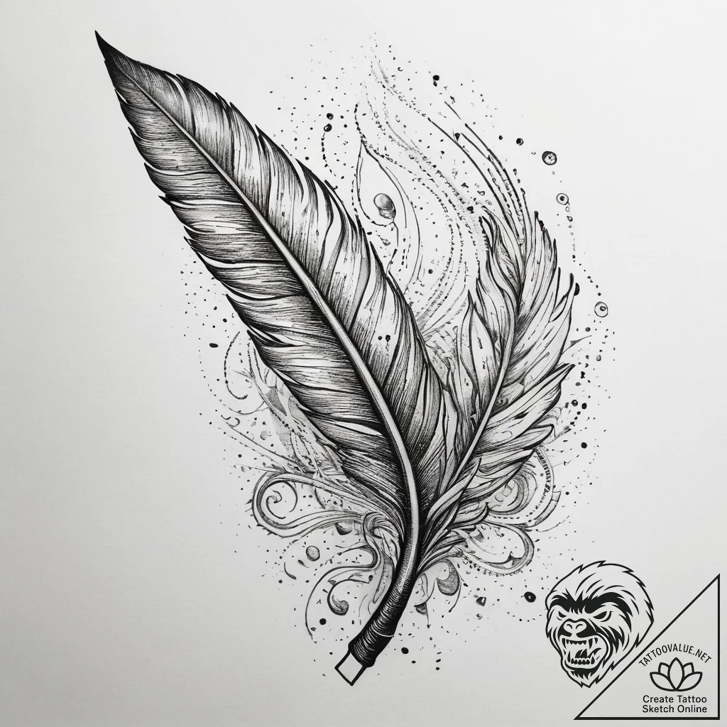 Tattoo sketch historical book with a quill, t... - tattoo sketch (№1758682007_0, 24.09.2025 02:46) — tattoovalue.net