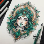 Tattoo sketch emerald, concept art for tattoo… – tattoo sketch (№1758682790_0, 24.09.2025 02:59) — tattoovalue.net