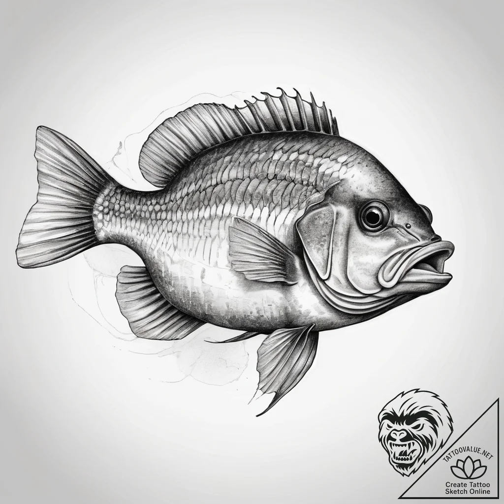 Tattoo sketch rock bass - tattoo sketch (№1758684739_0, 24.09.2025 03:32) — tattoovalue.net