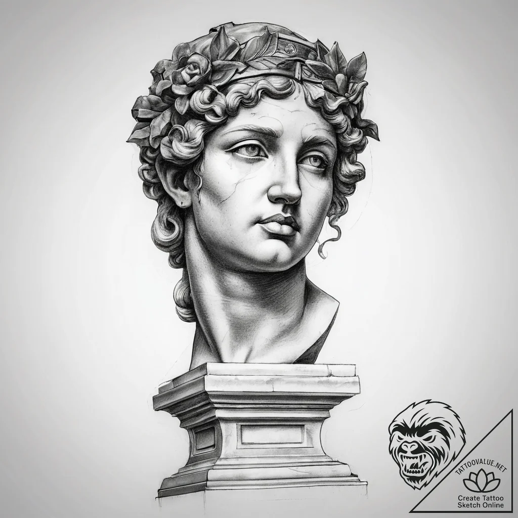 Tattoo sketch roman column with a bust - tattoo sketch (№1758686295_0, 24.09.2025 03:58) — tattoovalue.net