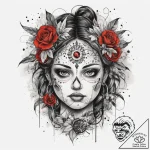 Tattoo sketch spirit, ink illustration for ta… – tattoo sketch (№1758688053_0, 24.09.2025 04:27) — tattoovalue.net