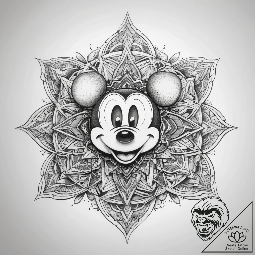 Tattoo sketch mickey mouse silhouette, concep... - tattoo sketch (№1758688639_0, 24.09.2025 04:37) — tattoovalue.net