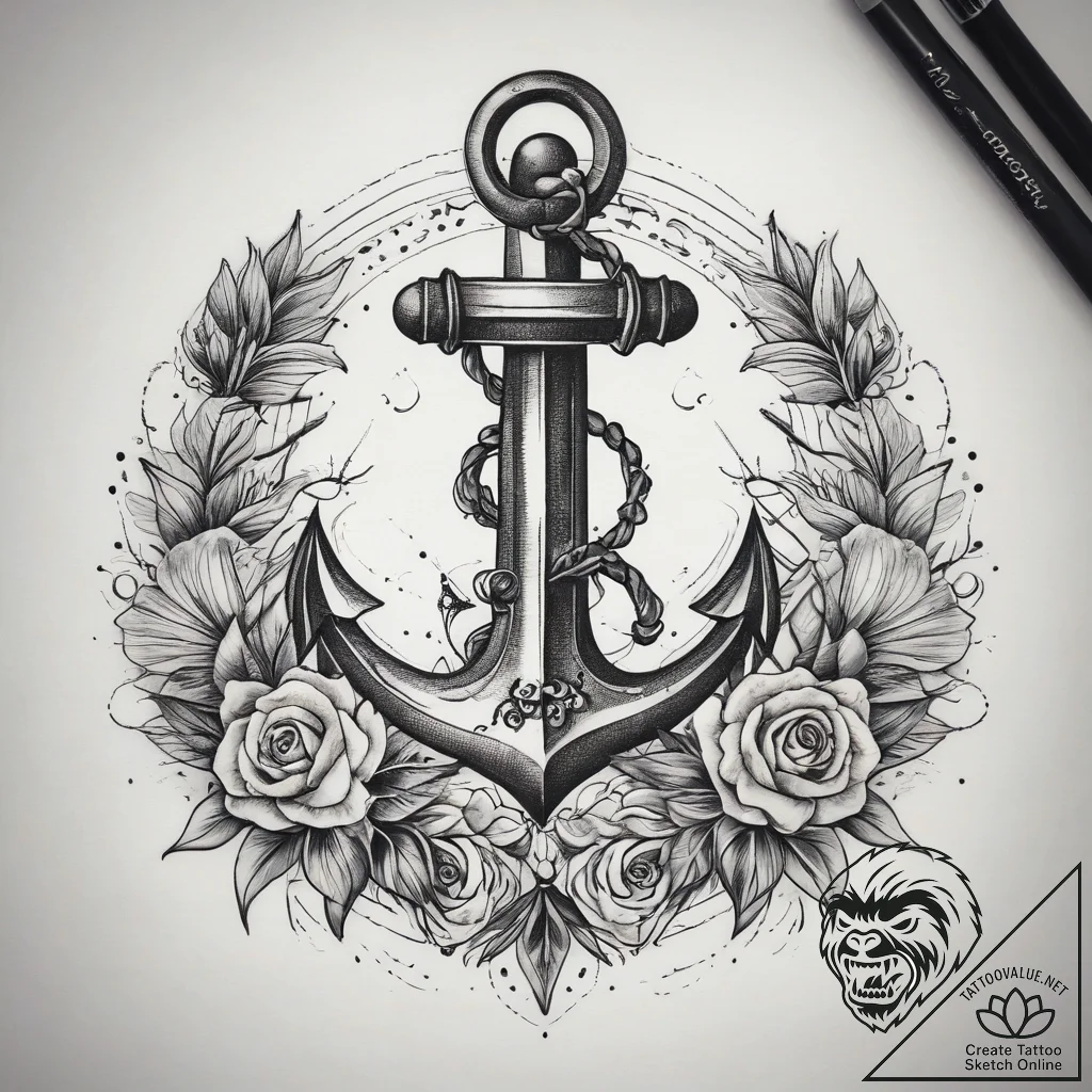 Tattoo sketch узор с якорем, tattoo drawing o... - tattoo sketch (№1758689618_0, 24.09.2025 04:53) — tattoovalue.net