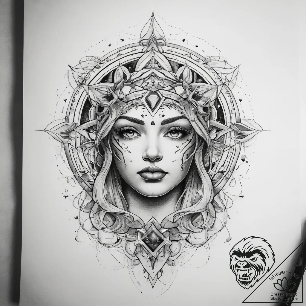 Tattoo sketch cosmic soul - tattoo sketch (№1758692166_0, 24.09.2025 05:36) — tattoovalue.net