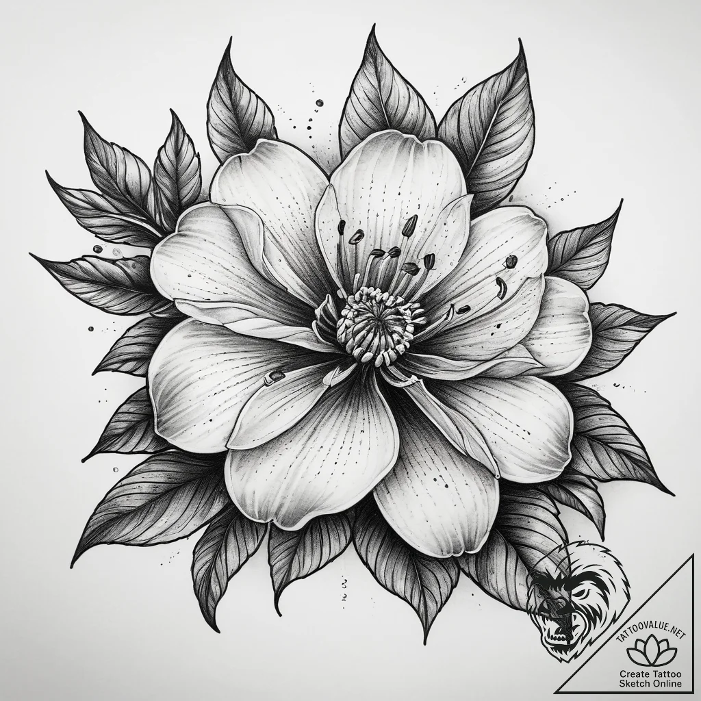 Tattoo sketch coffee blossom, concept art for... - tattoo sketch (№1758692751_0, 24.09.2025 05:45) — tattoovalue.net