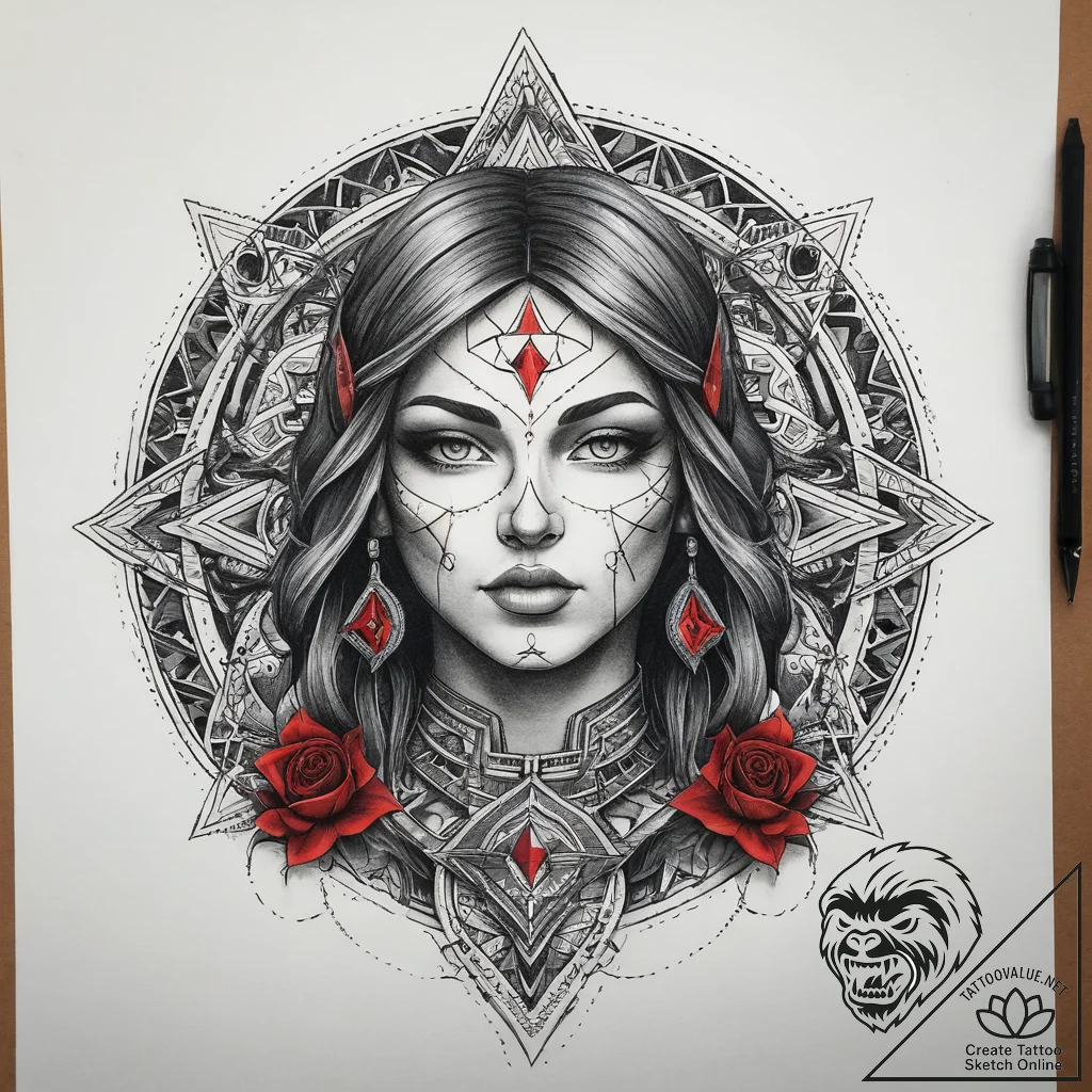 Tattoo sketch soldier with a witch, artistic... - tattoo sketch (№1758693533_0, 24.09.2025 05:58) — tattoovalue.net