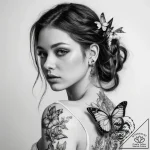 Tattoo sketch butterfly girl tattoo – tattoo sketch (№1758693732_0, 24.09.2025 06:02) — tattoovalue.net