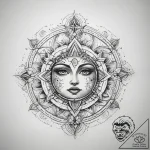 Tattoo sketch cosmic portrayal – tattoo sketch (№1758696070_0, 24.09.2025 06:41) — tattoovalue.net