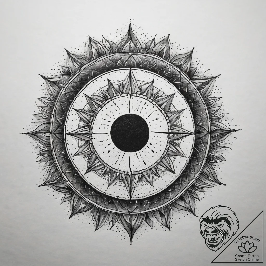 Tattoo sketch solar eclipse, tattoo line art,... - tattoo sketch (№1758696265_0, 24.09.2025 06:44) — tattoovalue.net