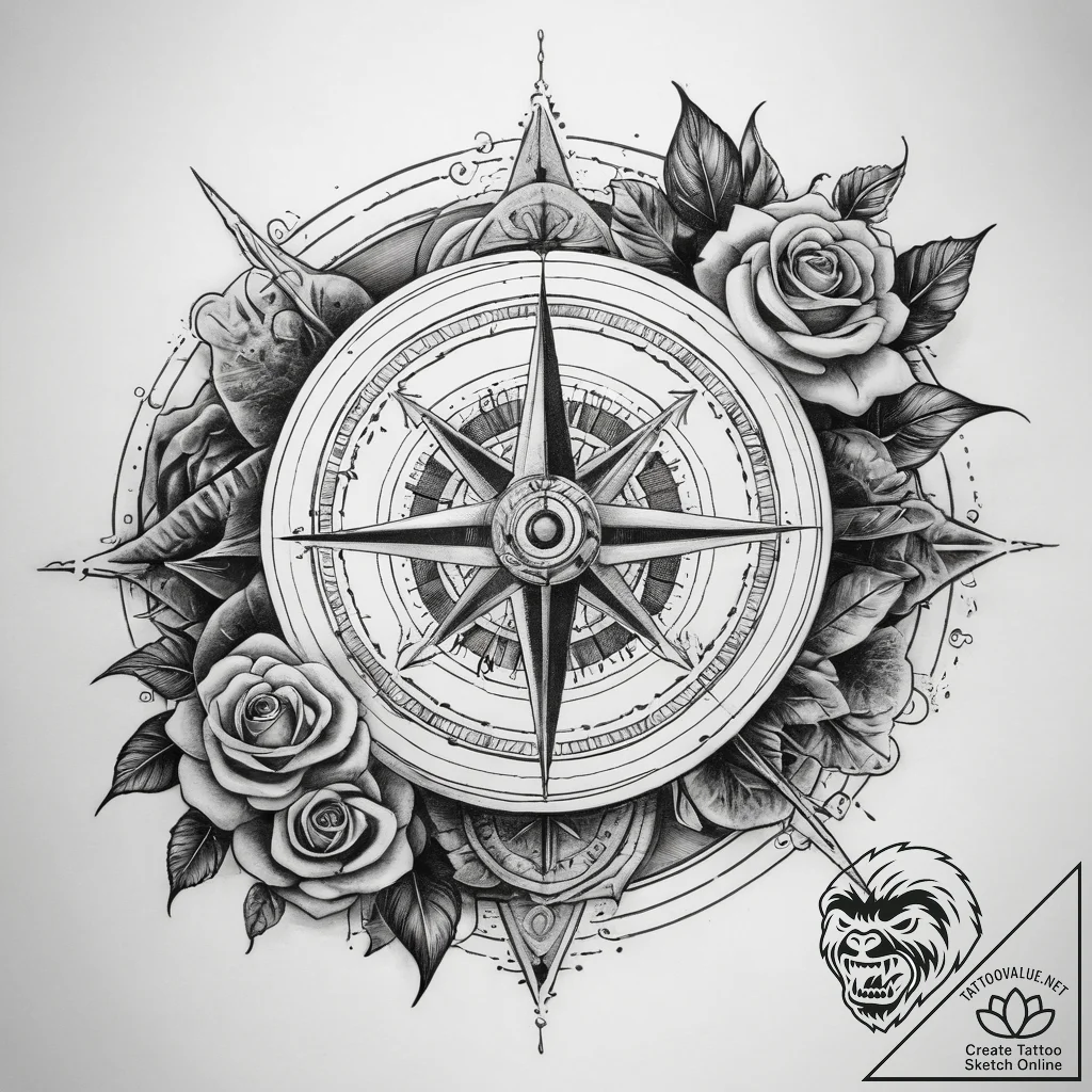 Tattoo sketch hands with a compass, tattoo sk... - tattoo sketch (№1758696459_0, 24.09.2025 06:47) — tattoovalue.net