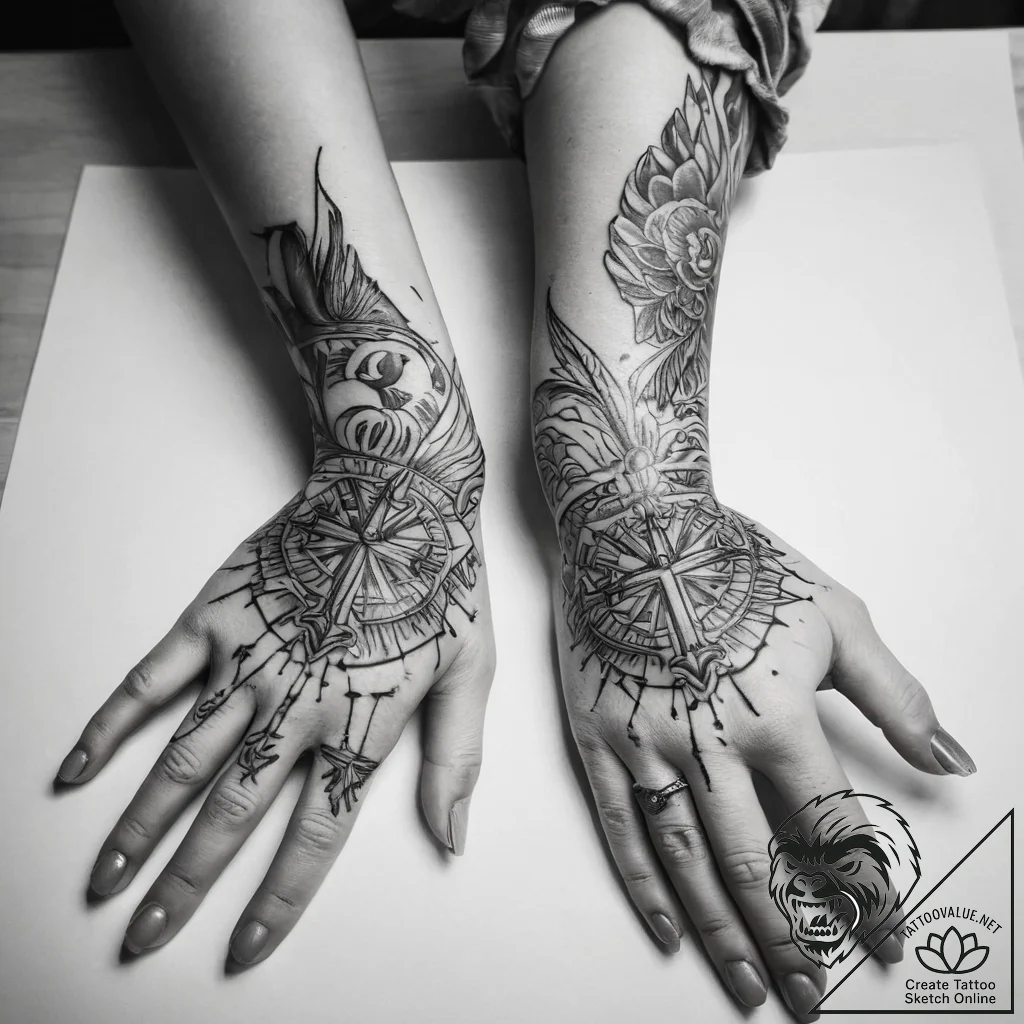 Tattoo sketch hands with a needle, tattoo lin... - tattoo sketch (№1758696850_0, 24.09.2025 06:54) — tattoovalue.net