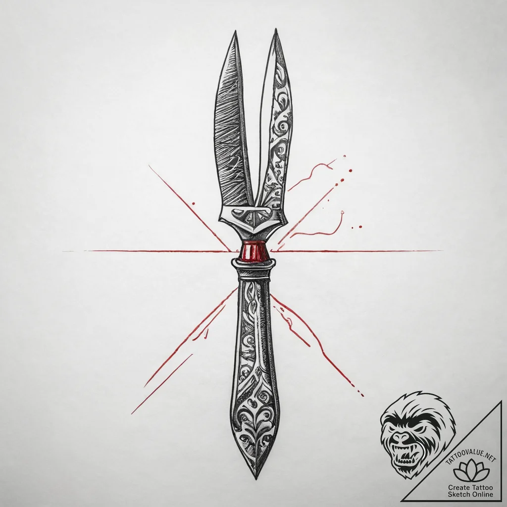 Tattoo sketch fork and knife crossed, tattoo... - tattoo sketch (№1758697240_0, 24.09.2025 07:00) — tattoovalue.net