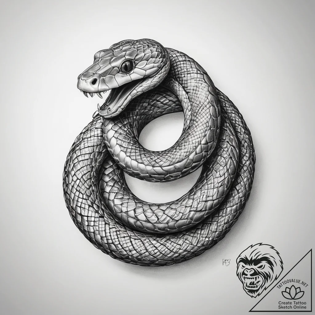 Tattoo sketch coiled snake - tattoo sketch (№1758697629_0, 24.09.2025 07:07) — tattoovalue.net
