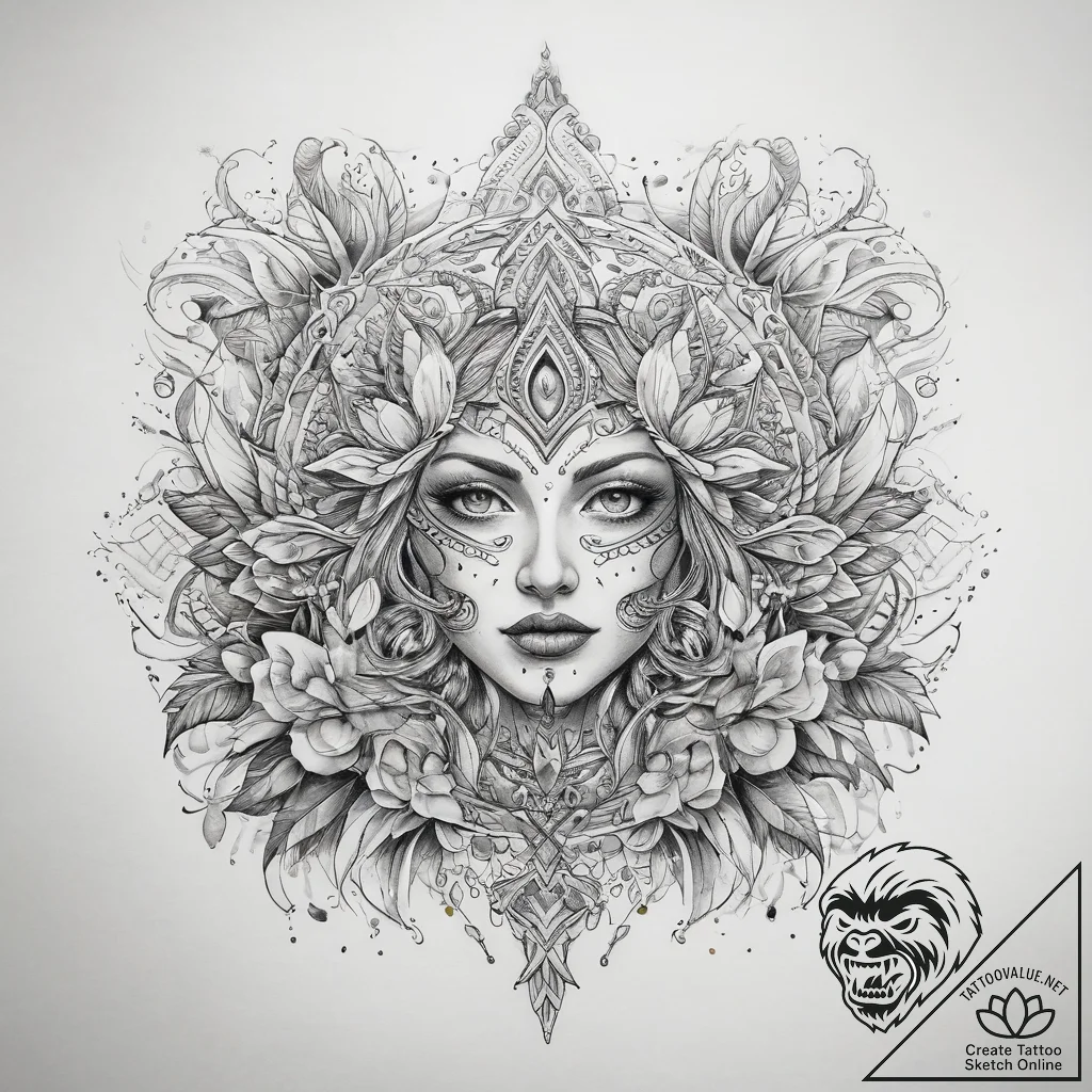 Tattoo sketch slavic embroidery pattern with... - tattoo sketch (№1758700174_0, 24.09.2025 07:49) — tattoovalue.net