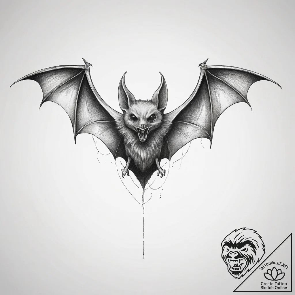 Tattoo sketch летучая мышь - tattoo sketch (№1758700962_0, 24.09.2025 08:02) — tattoovalue.net