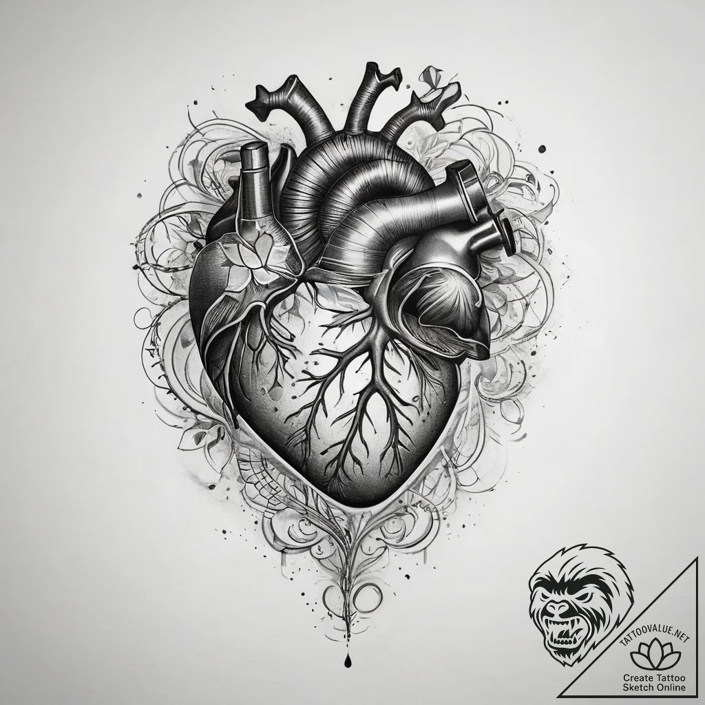 Tattoo sketch heart tattoo, tattoo line art,... - tattoo sketch (№1758702136_0, 24.09.2025 08:22) — tattoovalue.net