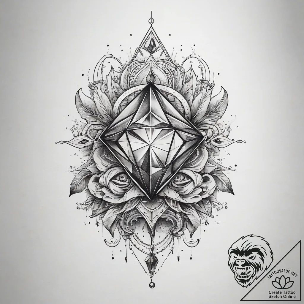 Tattoo sketch hands with a diamond, tattoo fl... - tattoo sketch (№1758702527_0, 24.09.2025 08:28) — tattoovalue.net
