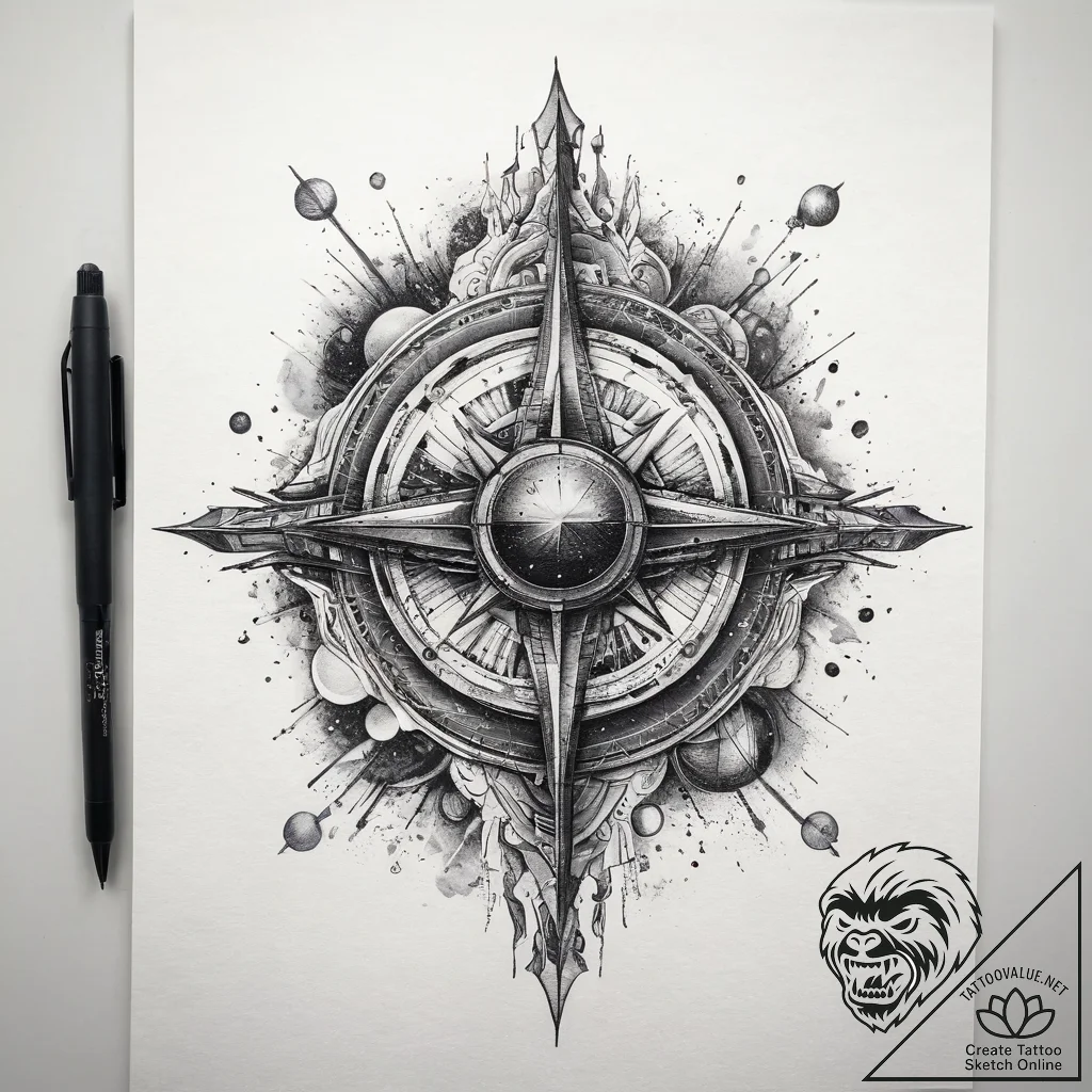 Tattoo sketch cosmic plane, tattoo sketch des... - tattoo sketch (№1758703703_0, 24.09.2025 08:48) — tattoovalue.net