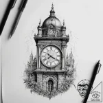 Tattoo sketch victorian era clock tower, tatt… – tattoo sketch (№1758703898_0, 24.09.2025 08:51) — tattoovalue.net