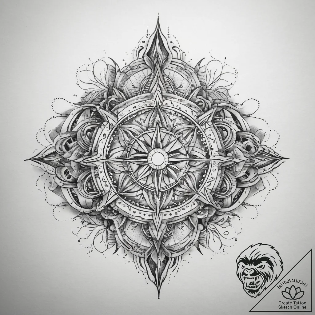 Tattoo sketch cosmic creation, ink illustrati... - tattoo sketch (№1758704287_0, 24.09.2025 08:58) — tattoovalue.net