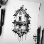 Tattoo sketch house silhouette, concept art f… – tattoo sketch (№1758706582_0, 24.09.2025 09:36) — tattoovalue.net