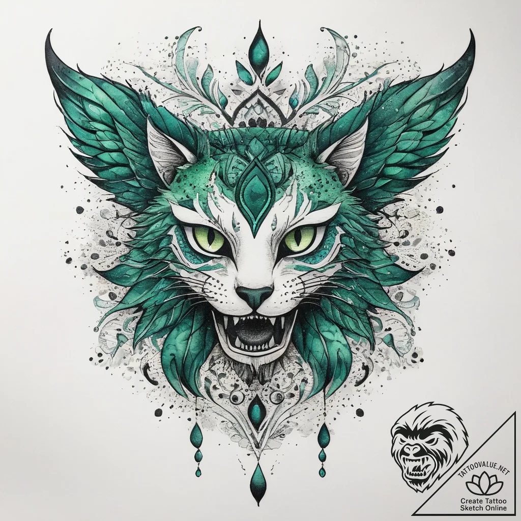 Tattoo sketch green, tattoo flash sheet desig... - tattoo sketch (№1758706972_0, 24.09.2025 09:42) — tattoovalue.net