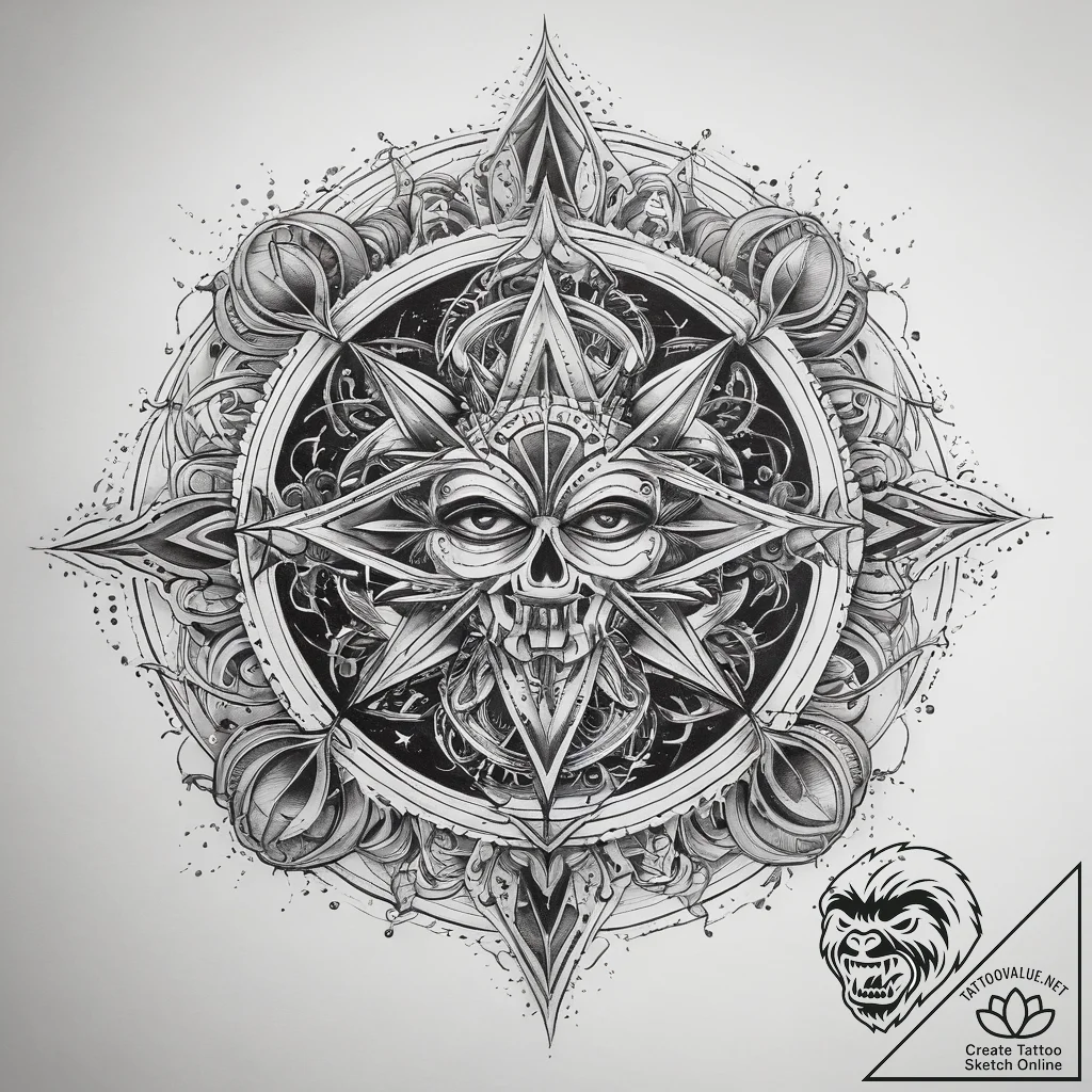 Tattoo sketch cosmic creation, artistic tatto... - tattoo sketch (№1758708924_0, 24.09.2025 10:15) — tattoovalue.net